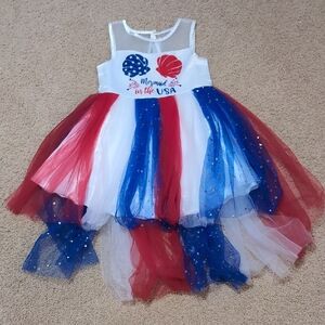 Patriotic Red, White & Blue Tulle Kids Dress - Mermaid in the USA